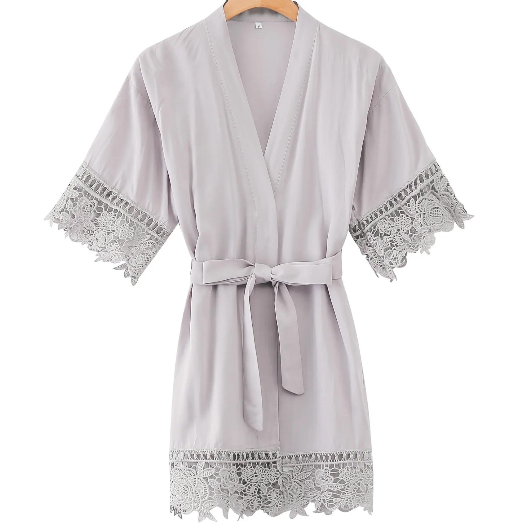 grey with print Изготовленные на заказ хлопковые халаты с цветочным узором для девочек, кружевное платье с цветочным узором, детское кимоно для невесты, халат, вечерние Халаты для ванной, детское платье для сна - Цвет: grey with print