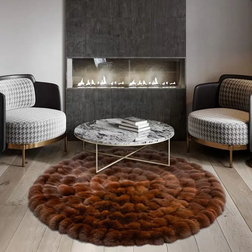 Американский стиль 100% натуральный Лисий Мех ковер пэтчворк круглая форма