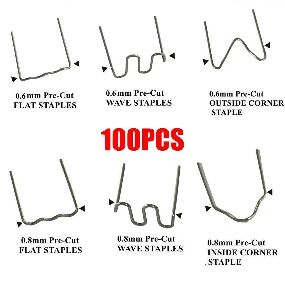 100Pcs/Set Hot Stapler Staples For Plastic Welder Repair Hot Welding Machine Welding Bumper Car Repair Tool S Wave Staples