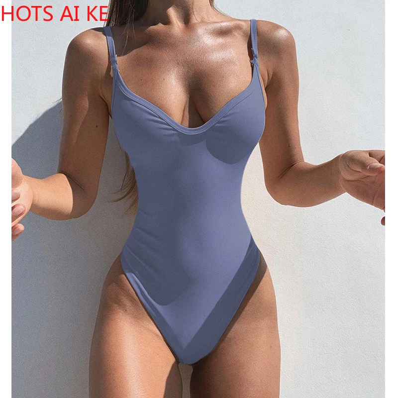 

2021 Sexy Solid One Piece Swimsuit Women Swimwear Bodysuit Swimsuit Female Push Up Monokini High Waist Bathing Suits Beach Wear
