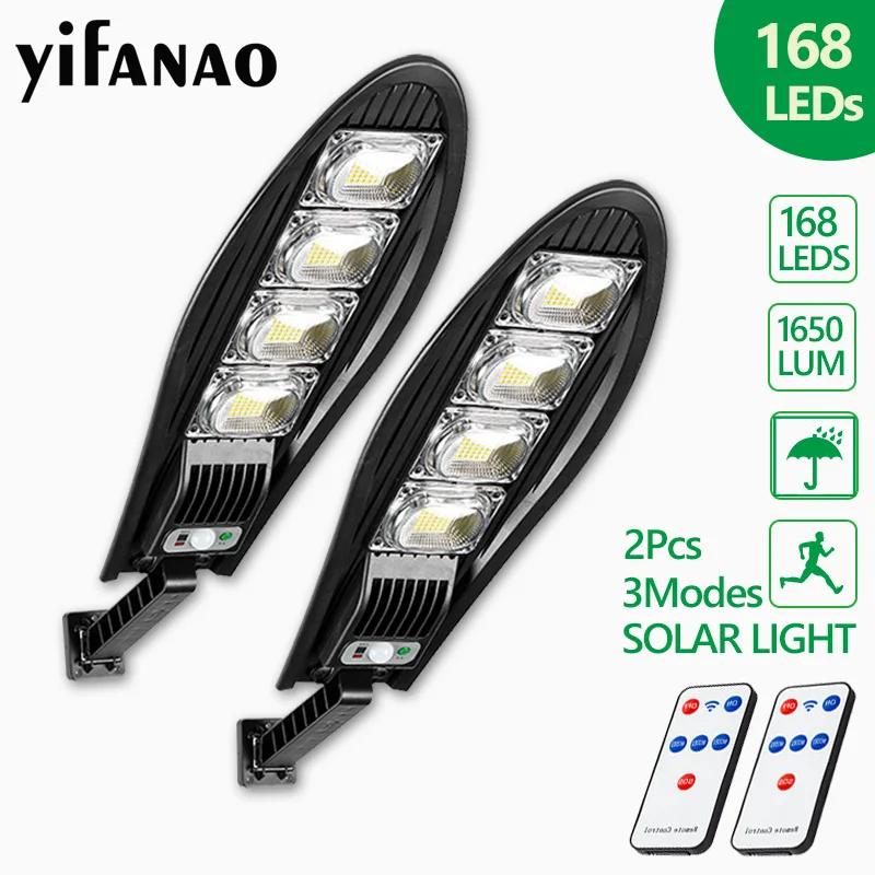 2 упаковки 168 светодиодов уличных фонарей работающих на солнечных батареях
