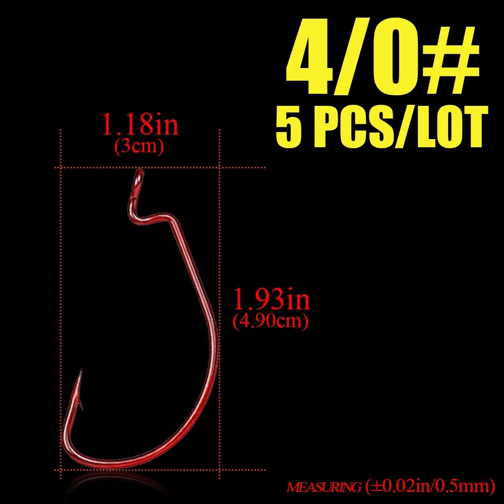 5 шт./партия красные глаза ringed выключатель крючки для Червяков 5/0#-6# для хвоста бас карпа владельца - Цвет: size4-0