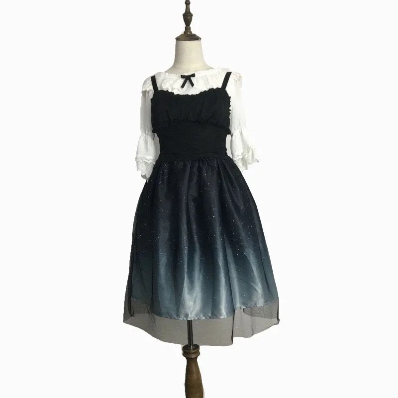 Женское Повседневное платье средней длины на бретельках черное с градиентом