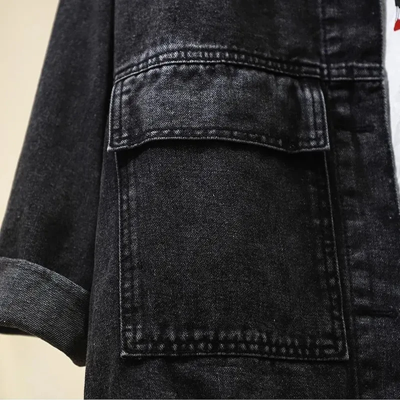 

Classical Plus Size 5XL Loose Denim Jacket Women Spring Big Pocket Jean Coat Female Streetwear Vintage Clothing Denim Outerwear