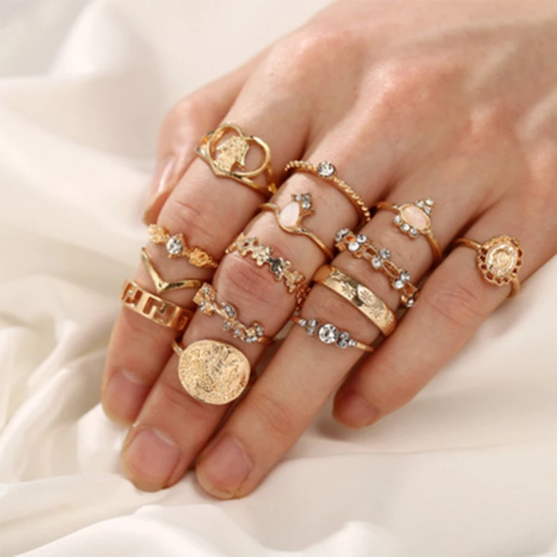 Золотистое Винтажное кольцо подходит для женское модное с натуральным опалом в