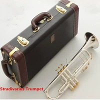 best quality stradivarius lt197s 99 trumpet b flat silver plated professional trumpet musical instruments hard boxs free ship