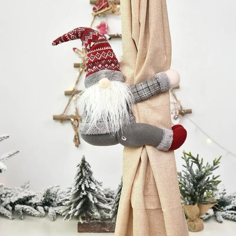 Рождество Санта Клаус занавес кнопка Декор для окон с Рождеством украшения дома