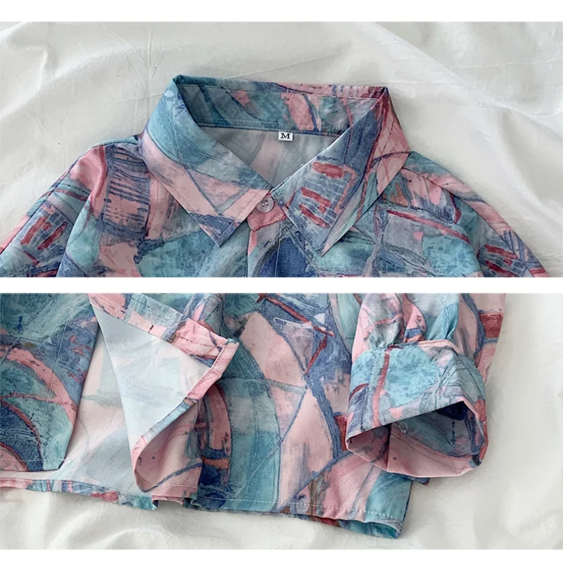 

EBAIHUI 2021 Women Casual Spring Blouse Lady Long Sleeve Turn Down Collar Tops Street Wear Printed Vacation Shirt Top