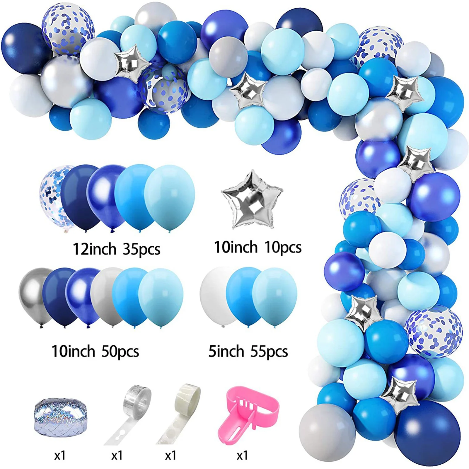 

150Pcs Blue Balloons Garland Arch Kit Wedding Birthday Party Baby Shower Decoration Anniversary Party Backdrop DIY