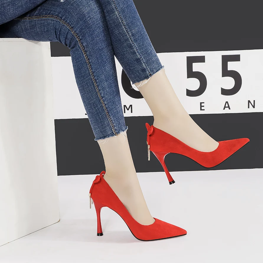 2019 женские роскошные туфли на высоком каблуке 9 см с бантом и бусинами свадебные