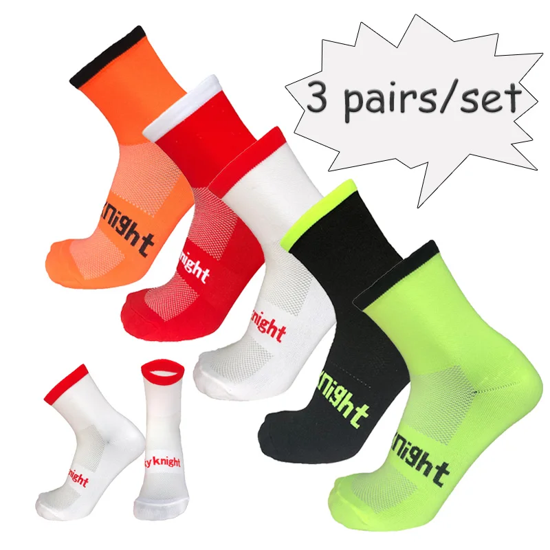 

3 Pairs/set Cycling Socks Men Women Pro Competitions Sports Socks Breathable Outdoor Road Running Socks Calcetines Ciclismo