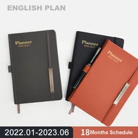 2022 2023 a5 planner notebooks with pen position soft pu cover agenda timetable habit tracker goal setting schedule book