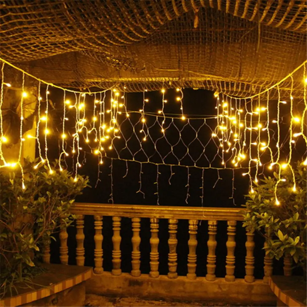 

Christmas Garland LED Curtain Icicle String Lights Outdoor 4m 96 LED Indoor Party Holiday Wedding Fairy Decorative Lights