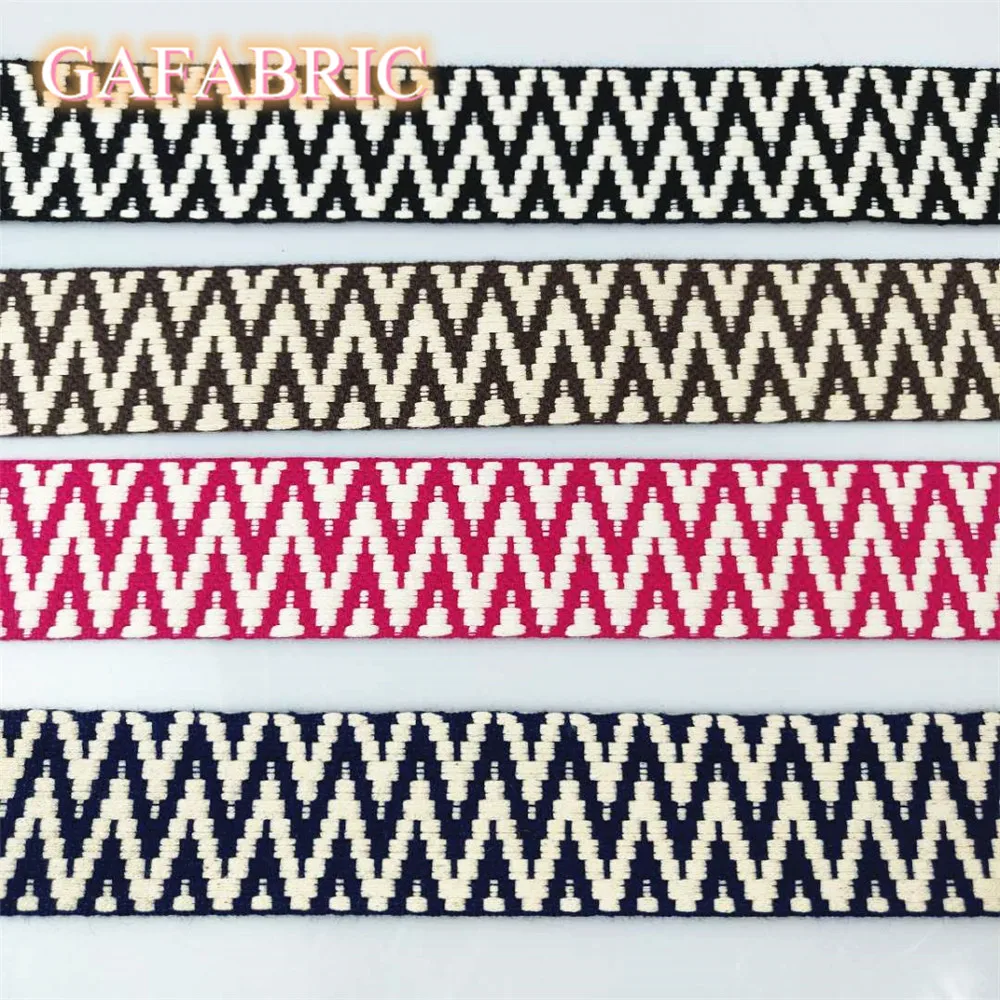 Хлопчатобумажная тесьма шириной 4 см этническая жаккардовая в стиле ретро тканая