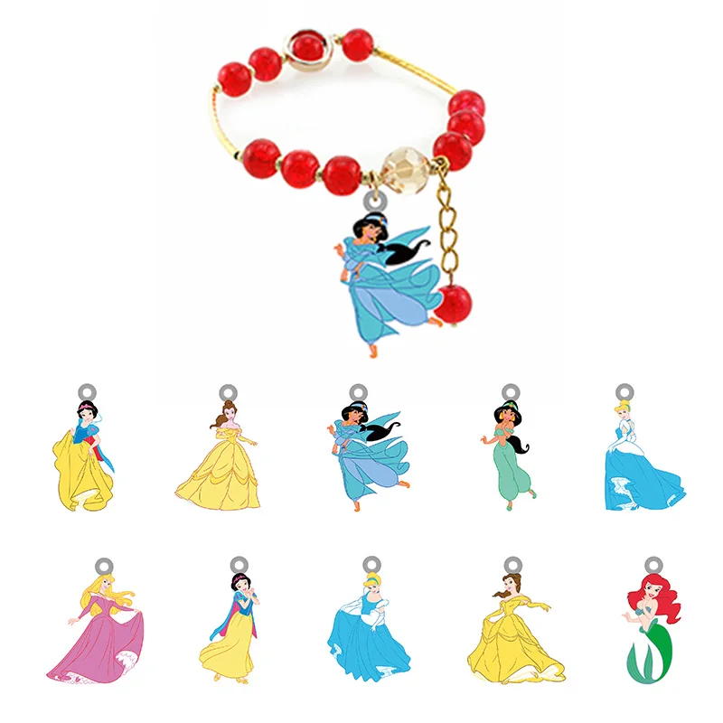 Модный акриловый браслет Disney Ariel Belle Princess с анимационными персонажами из