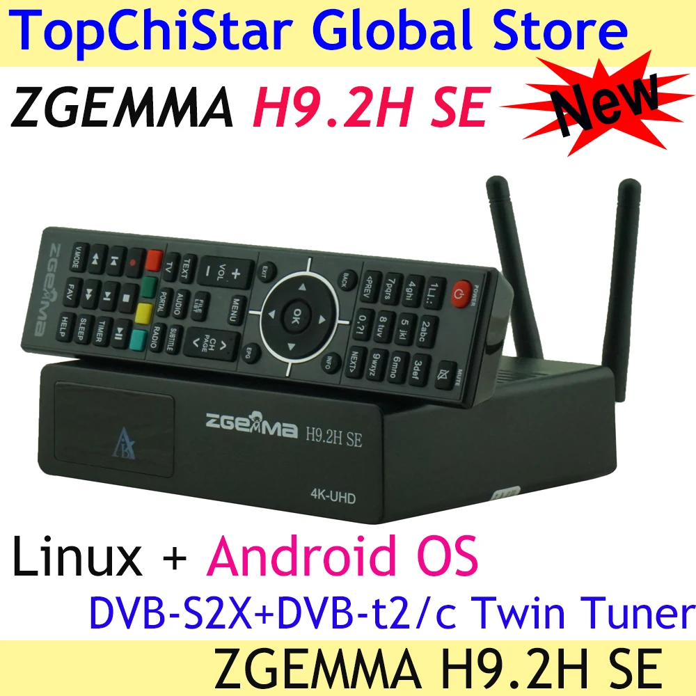 Цифровой спутниковый ресивер ZGEMMA H9.2H SE Linux ОС Android Enigma2 4K UHD DVB-S2X + DVB-T2/C двойной тюнер