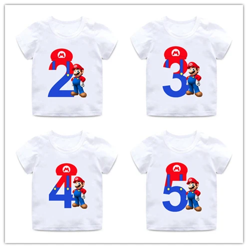 Футболка с надписью Super Number 1 9 для мальчиков и девочек детская одежда подарка на