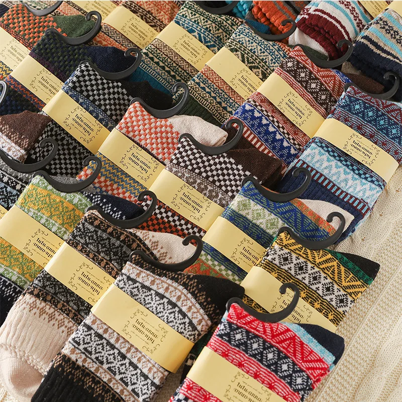 Women's Socks Winter Thick Terry Warm Women's Socks 10 Pairs Brushed Retro Female Women Crew Socks Winter Woman Socks