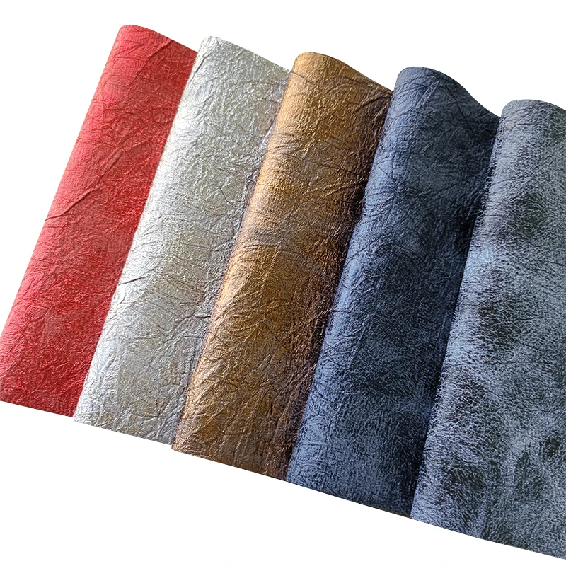 

Crease Design Soft Thin Woven Back PU Fabric Big Sheet or Roll for Making Clothing Pants Hair Accessories