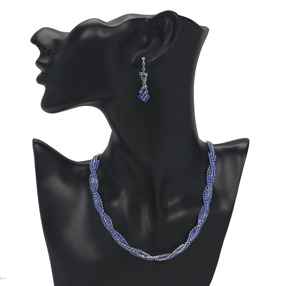 Новинка модные королевский синий кристалл извивающиеся Свадебные Ювелирные