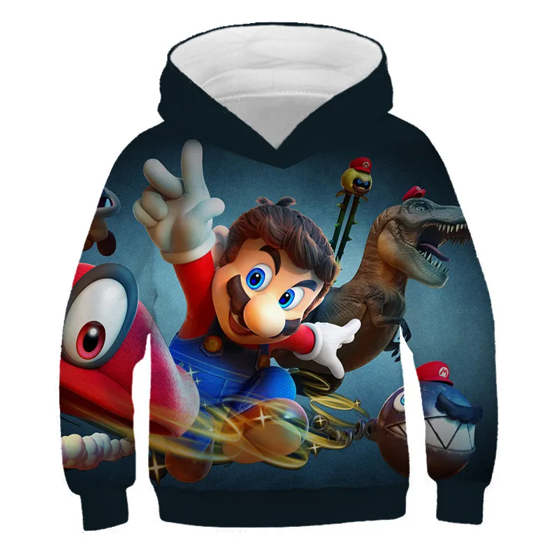 

2020 Autumn and winter cartoon hot sale hoodies mario game Kids Boy Girl Cartoon 3D Kids Hoodies Cute fashion Sweatshirt For Boy
