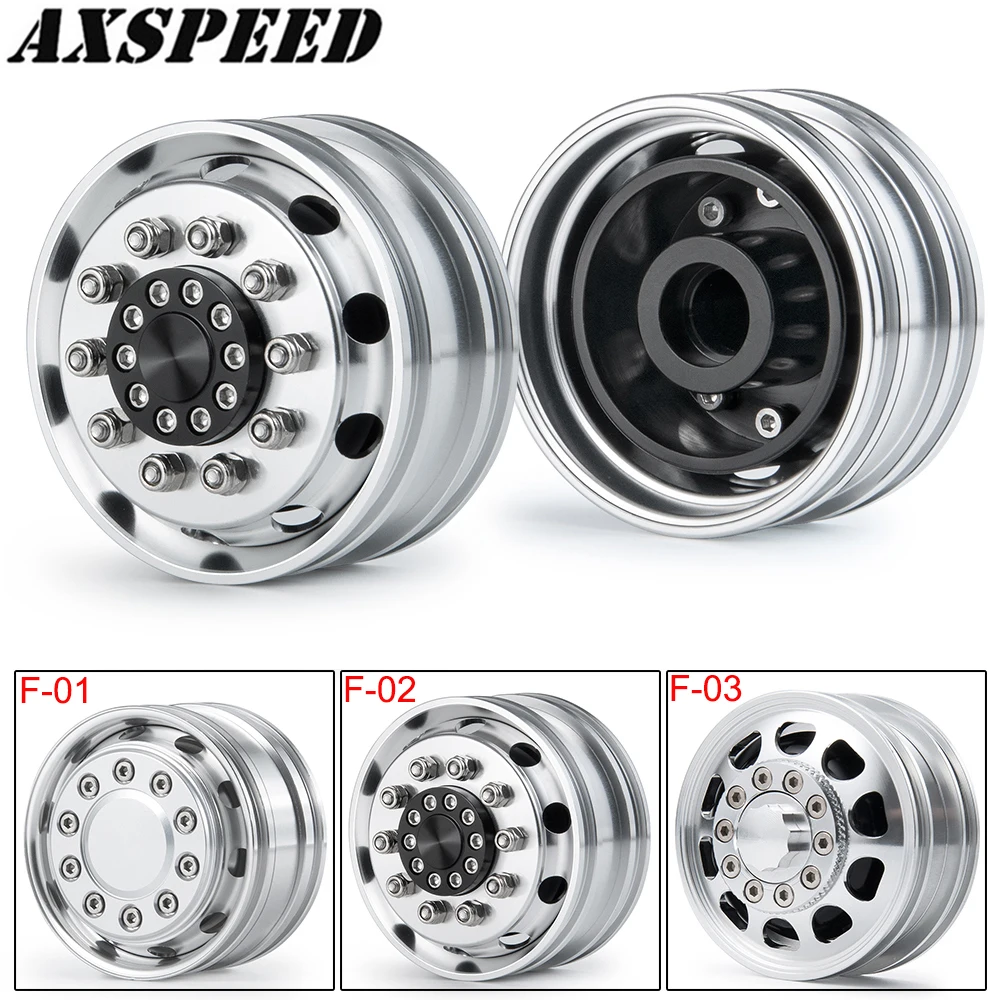 

Переднее колесо AXSPEED Tamiya, ступица колеса с ЧПУ, металлический обод, 10 спиц для 1:14 Tamiya, прицеп, трактор, грузовик, Радиоуправляемый гусеничный ...