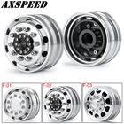 Переднее колесо AXSPEED Tamiya, ступица колеса с ЧПУ, металлический обод, 10 спиц для 1:14 Tamiya, прицеп, трактор, грузовик, Радиоуправляемый гусеничный автомобиль, детали