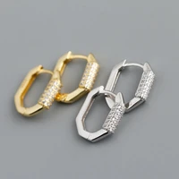 a00779 punk hollow 925 sterling silver luxury pave zircon geometric ear buckle for women fashion charming party earring