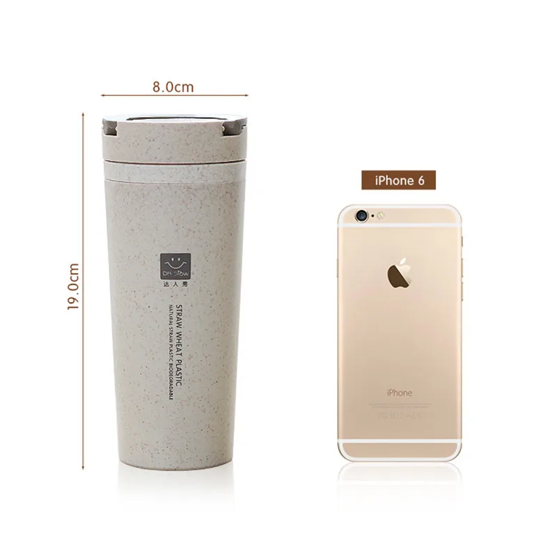 Пшеничная соломенная пластиковая бутылка для воды герметичная двойная стена