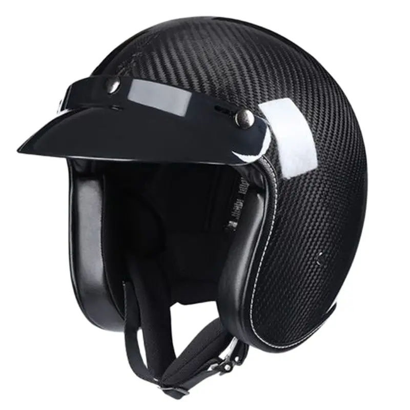 Carbon Fiber Men Half - Medium 3/4 Open Face Women Helmet, Motorcycle Helmet Flat  (L) enlarge
