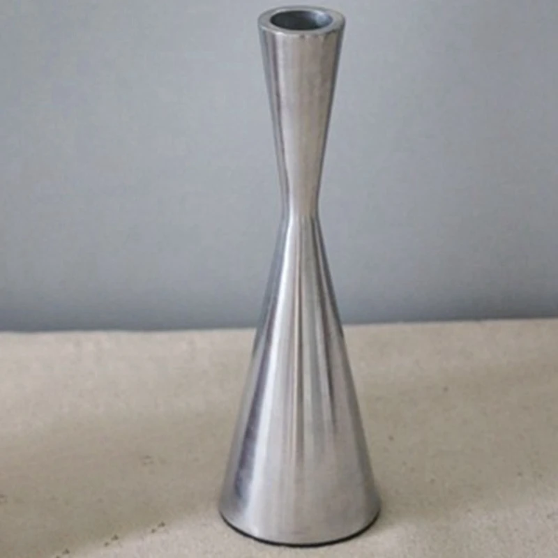 Модный набор из 3 серебристый матовый металлический подсвечники конические