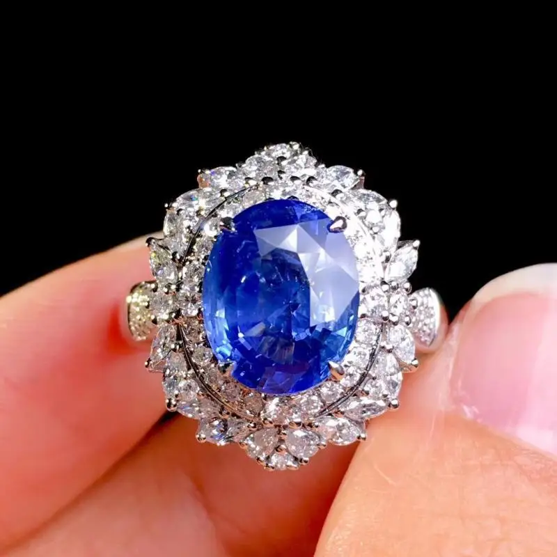 

New Trendy Silver Color Ring For Women Wedding Engagement Blue Imitated Sapphire Pendant Necklace 2022 Trend Luxury Jewelry Sets