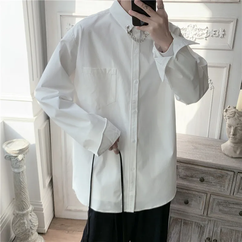 Новинка весна-осень 2020 Однотонная рубашка с длинным рукавом для пар Ins модная