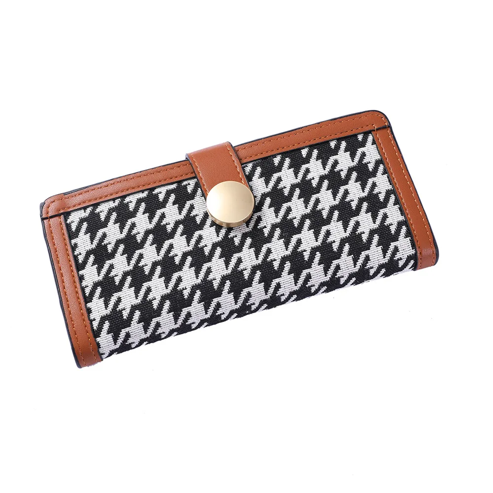 

Fashion Short Small Wallet Female Houndstooth Buckle Multi Card Slots Wallet All-Match Japanese and Korean Style Long Clutch