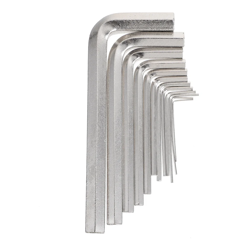 

1 Bag 12pcs Shape Hexagon Wrenches L-wrench Hex Key Spanner for Home (Silver)