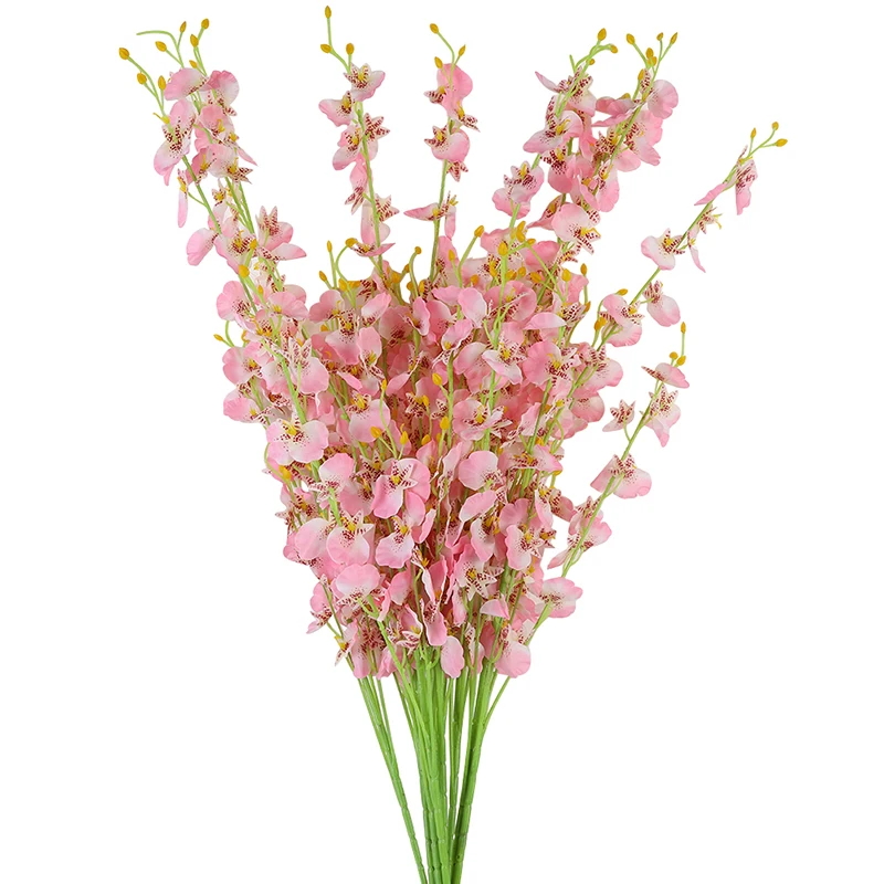 

Искусственная Орхидея 10 шт., шелковая ткань, искусственный цветок, танцевальная Орхидея с 5 раздвоенными орхидеями, домашнее украшение