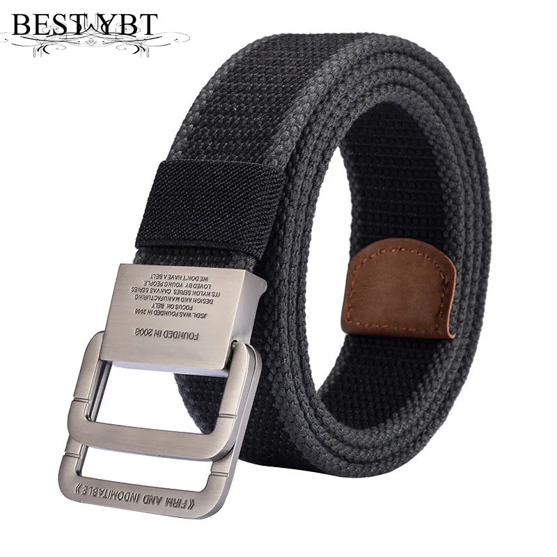 Best YBT Unisex Canvas Belt Alloy Double Ring Buckle Belt Army Tactical Selling Outdoor Sport Cowboy Pants Men And Women Belt