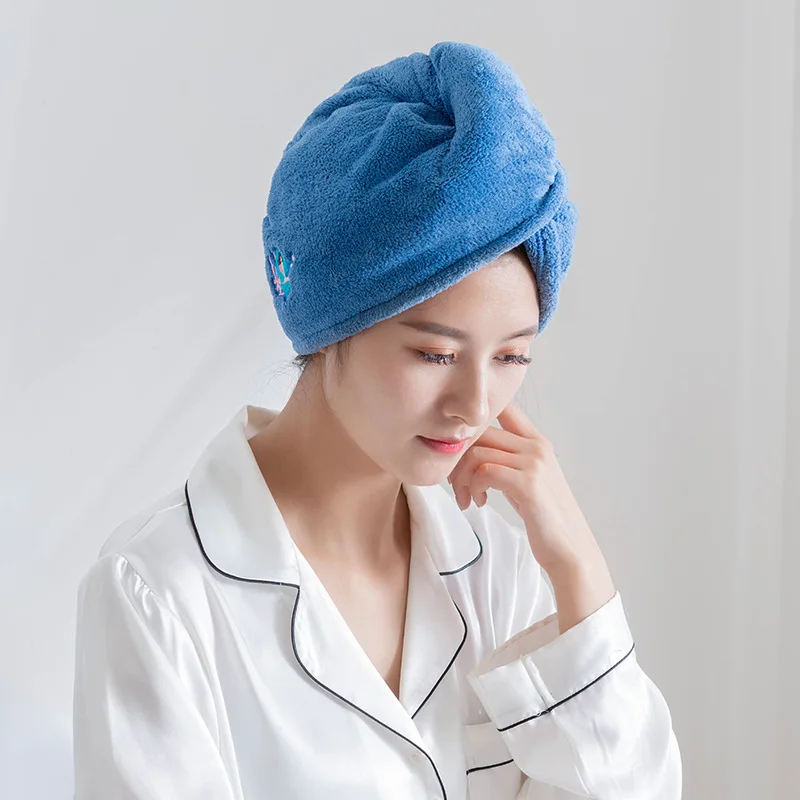 Thick Coral Fleece Dry Hair Cap Wiping Towel Shampoo Bag Turban Hair Bonnet