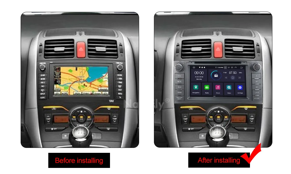 NaviFly 4+ 64G Android9.0 автомобиля dvd-радио GPS навигация для Toyota AURIS 2006 2007 2008 2009 2010 2011 multimedai плеер WI-FI RDS