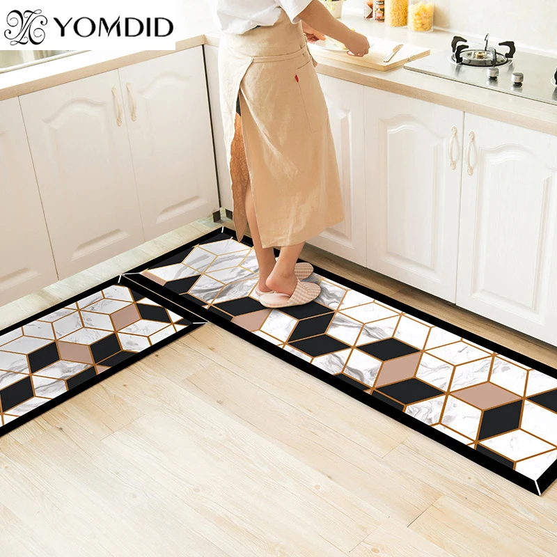 Кухонный геометрический Придверный коврик противоскользящий влагопоглощающий