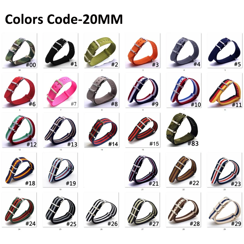 Ремешок мужской спортивный в стиле милитари Ширина 20 мм полоску нейлоновый