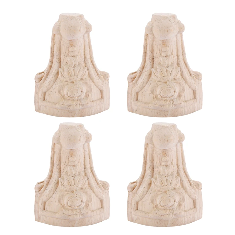 

4 шт 10x6 см в европейском стиле Стиль твердой древесины резная мебель ступни ноги ТВ тумбы под ногами