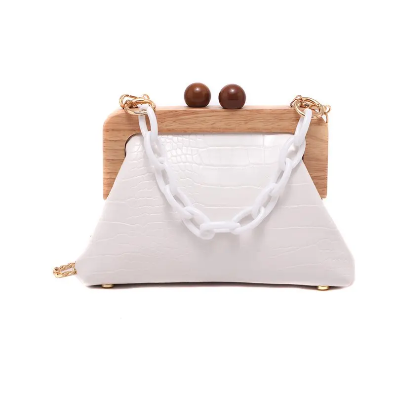 

Stone Pattern PU Leather Clip Bag For Women 2021 Small Acrylic Chain Shoulder Lady Shell Crossbody Fashion Handbags