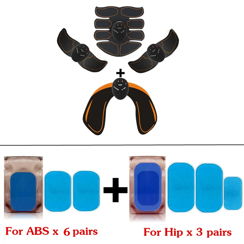 Whole with Pads 6 режимов умный электрический мышечный Стимулятор брюшной ABS ems тренажер для бедер фитнес шейпер для ягодиц потеря веса Массаж похудения - Цвет: Whole with Pads
