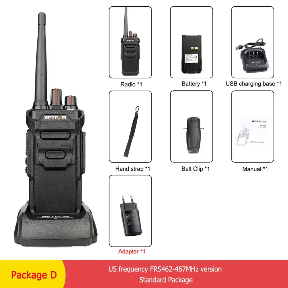 RETEVIS RT48 IP67 водонепроницаемая рация 2 Вт UHF FRS без лицензии Портативное двухстороннее радио VOX скремблер usb зарядка трансивер - Цвет: Package D