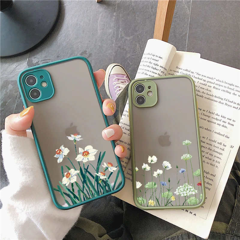 Small Floral Flower Phone Case For iPhone 6s 7 8 Plus SE 2 11 12 13 Pro Max X XS MAX XR Hard Matte Shockproof Fundas Cover Shell