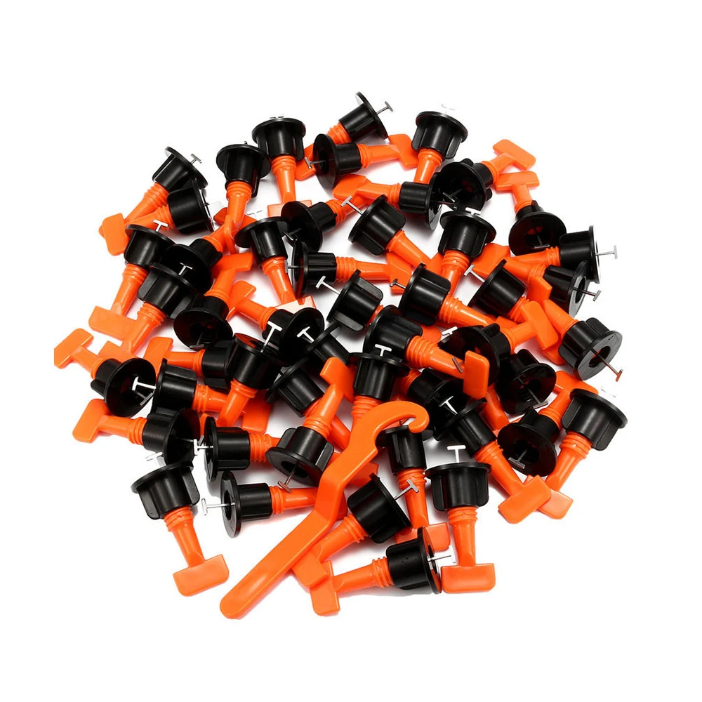 

50 PCS Tile Leveling System Reusable Tile Leveler Spacers and 1PC Wrenches Construction Tools for Wall Floor Tile Adjustment