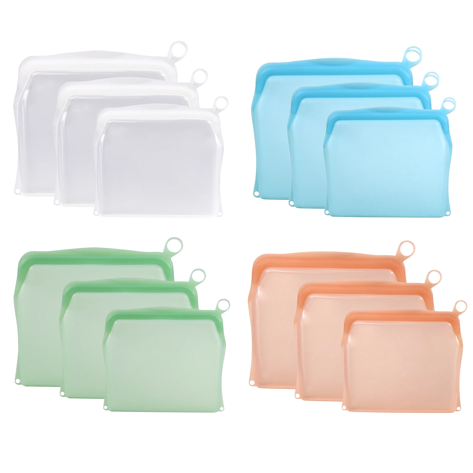 

3X Silicone Food Grade Reusable Storage Bag Citrus Sandwich