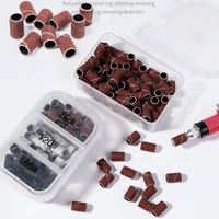 1 box sanding cap bands for electric manicure drill bits accessories refillable sanding replacement nail art tools set