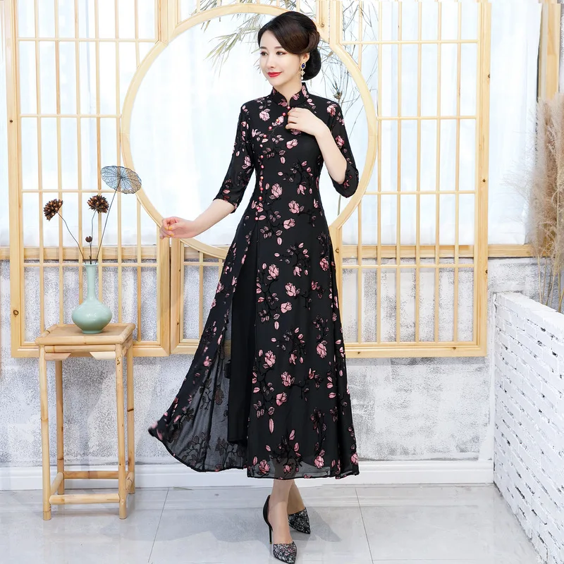 Новое поступление в китайском стиле для Женщин Шелковое Cheongsam Qipao Элегантный